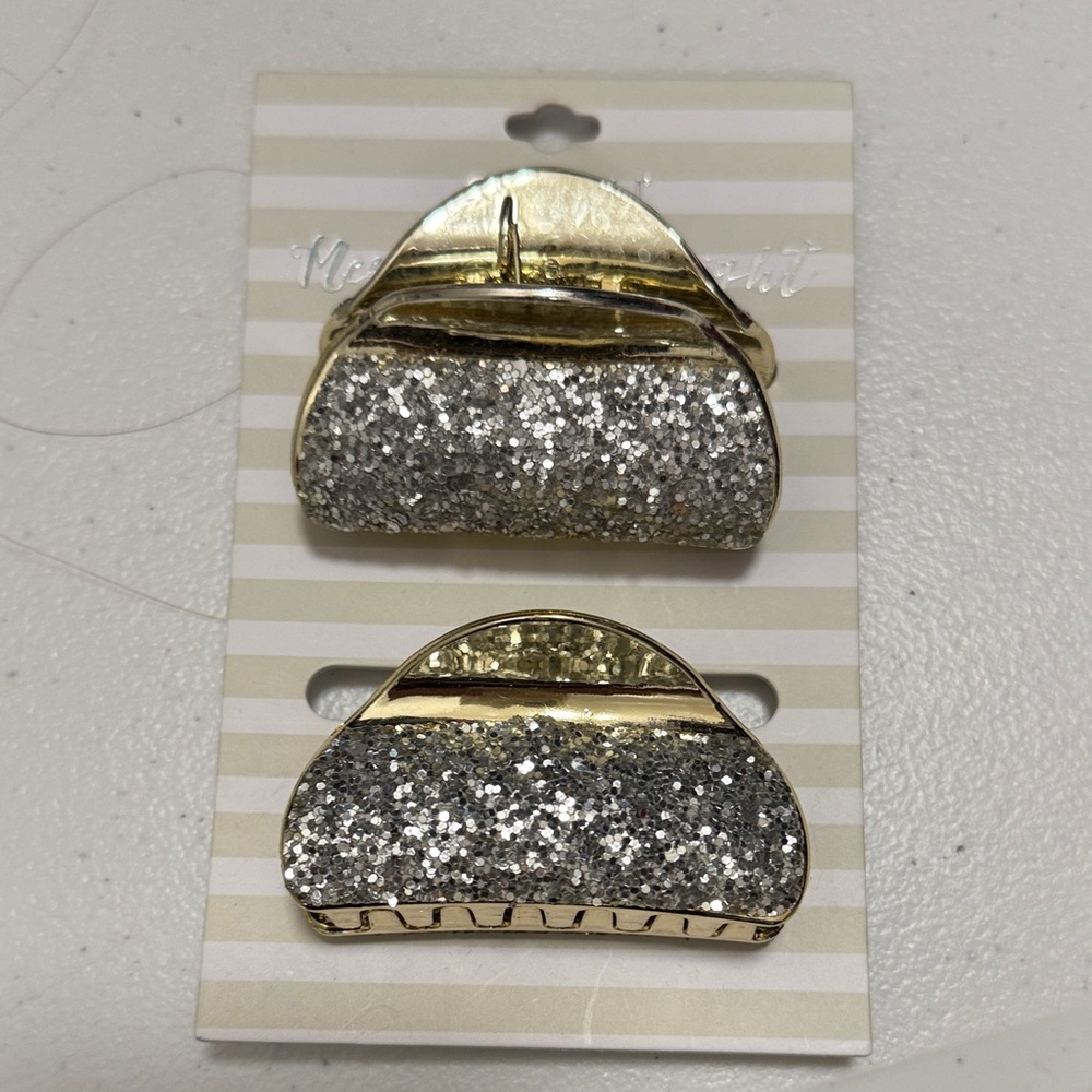 Capelli of New York Silver Glitter Hair Clips